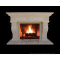 Simple style pure handcraft beige marble fireplace